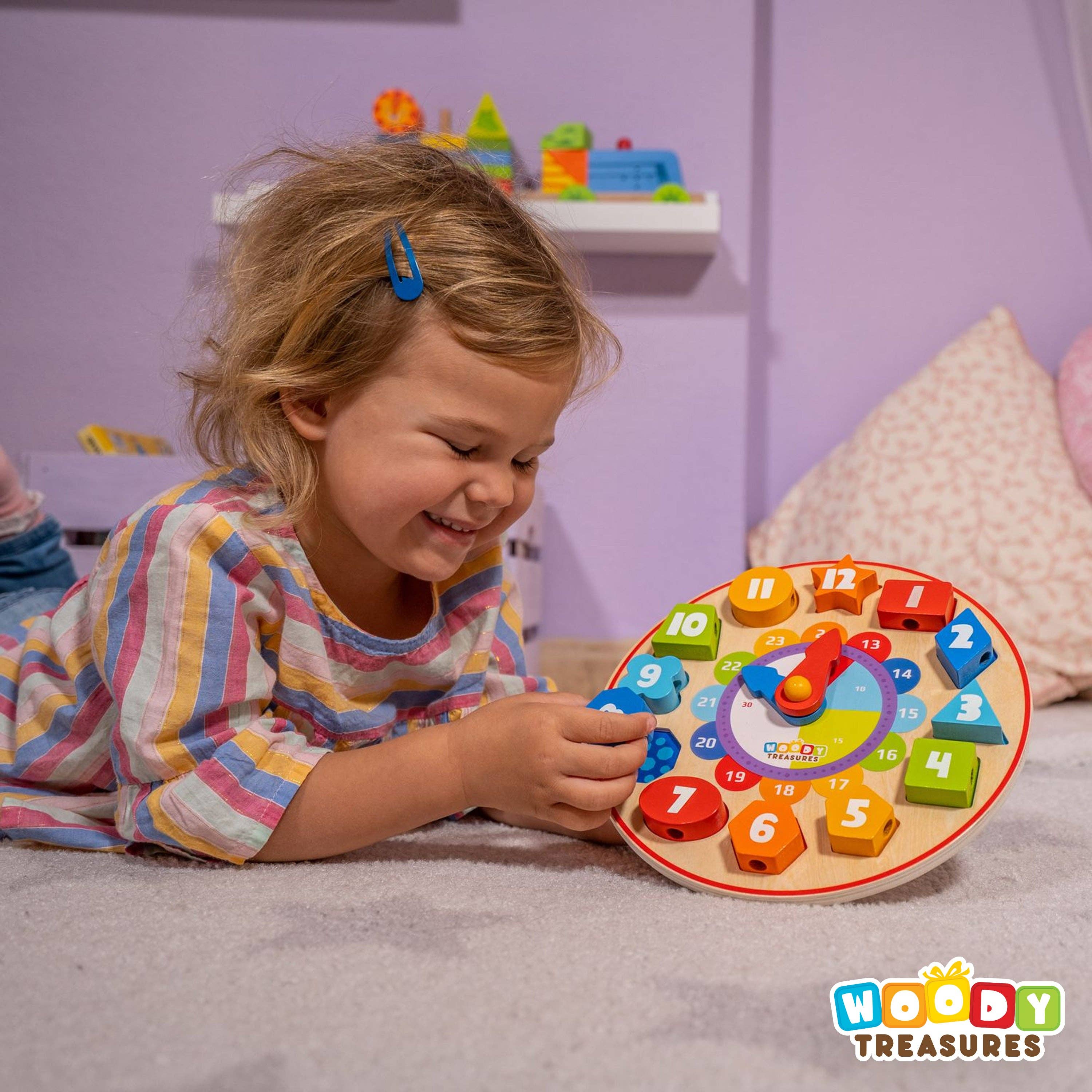 Small Counting Sorting Toy Wooden Teaching Clock for Children - Imagination Wooden Toys