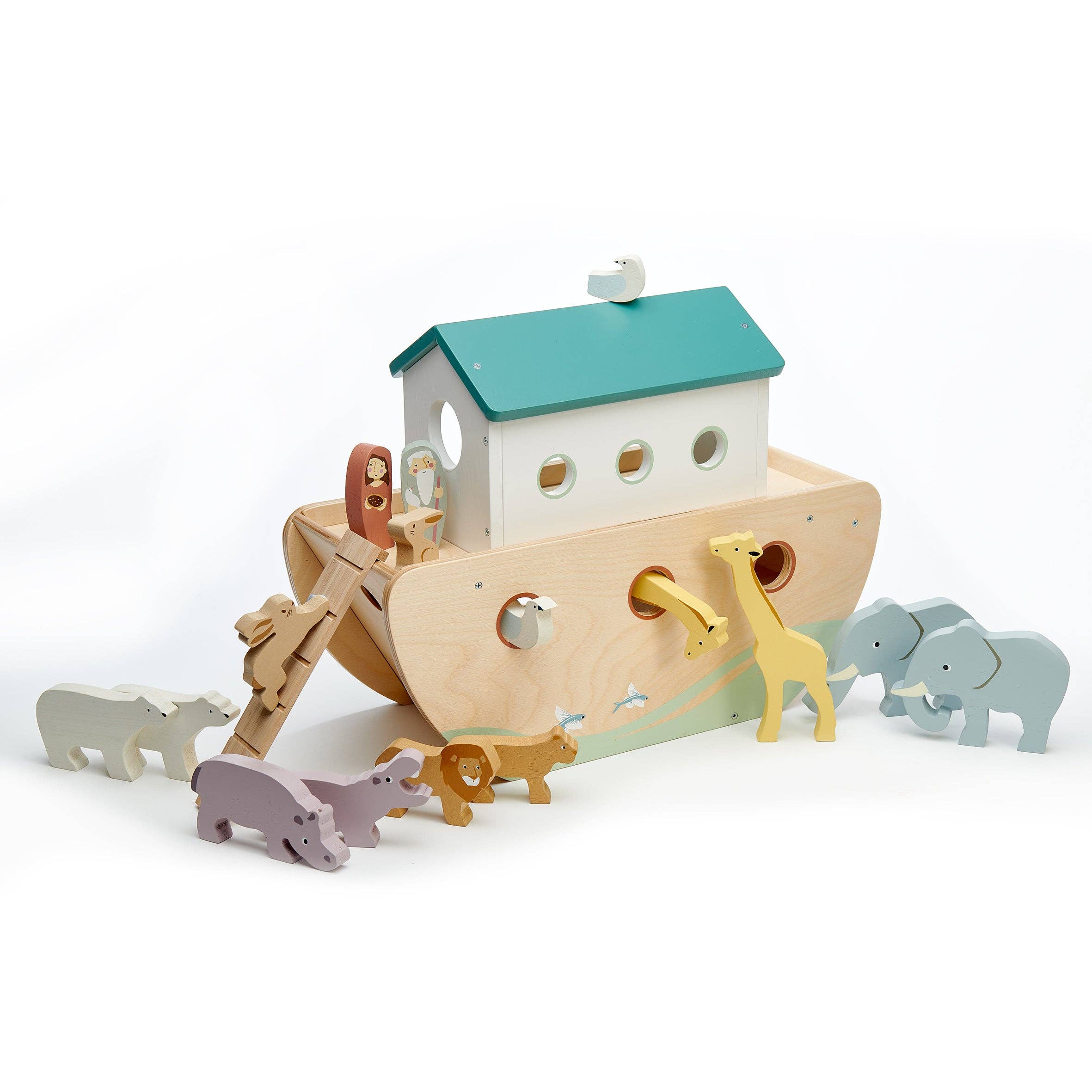 Large Noah's Wooden Ark & Animals Play Set - Imagination Wooden Toys