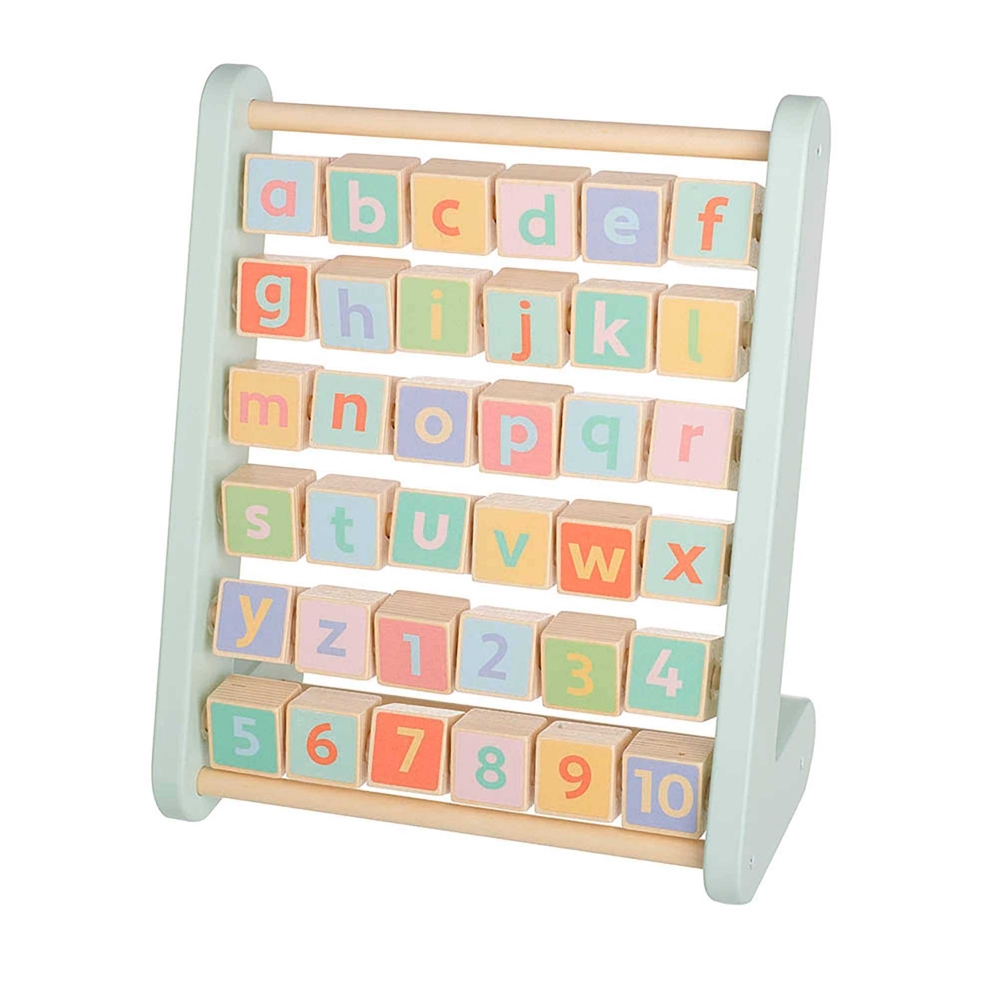 Farm Animal Alphabet Abacus - Wooden Learning Toy with colorful ABC blocks and numbers for interactive toddler education.