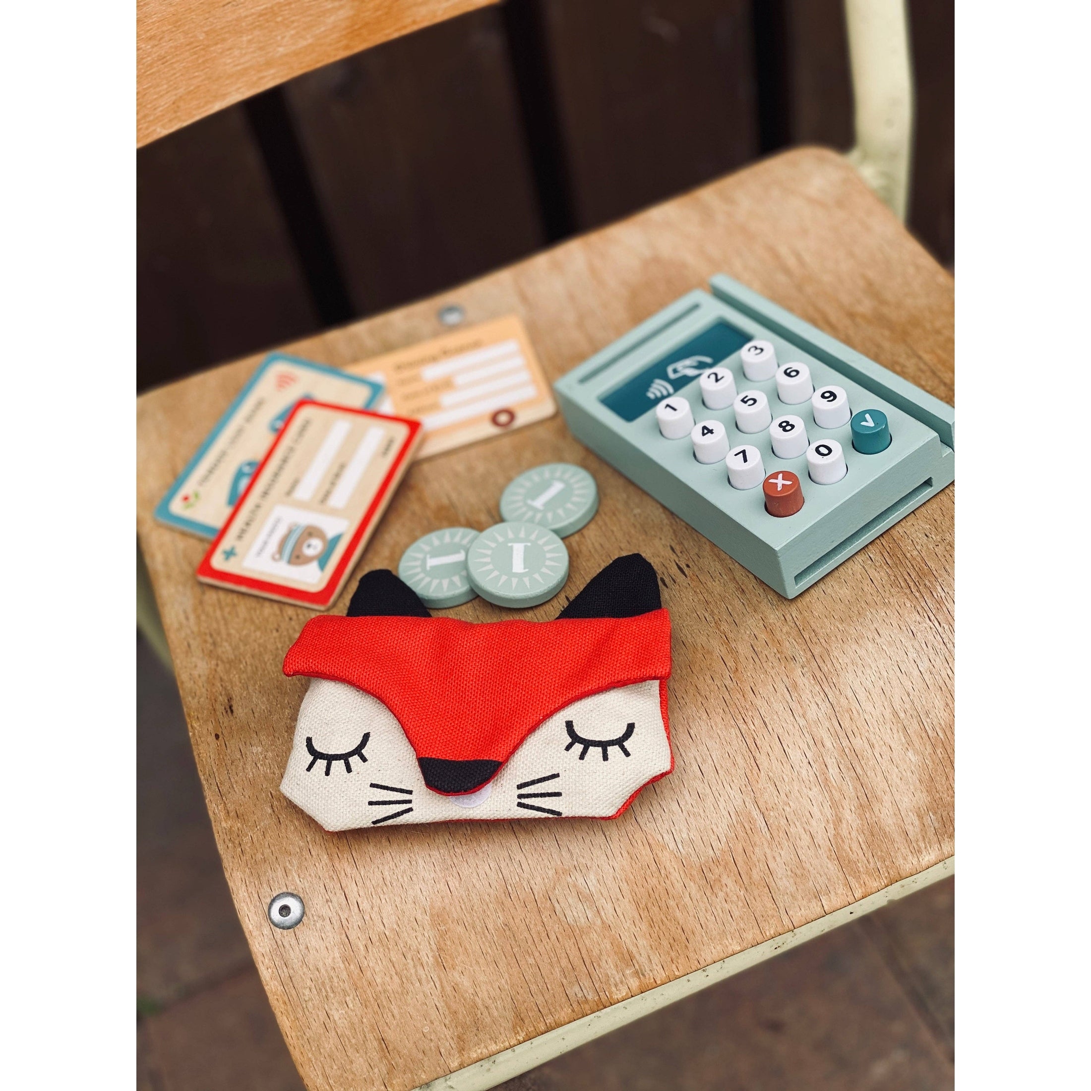 Wooden Play Money Pay Pack & Card Reader Terminal - Imagination Wooden Toys