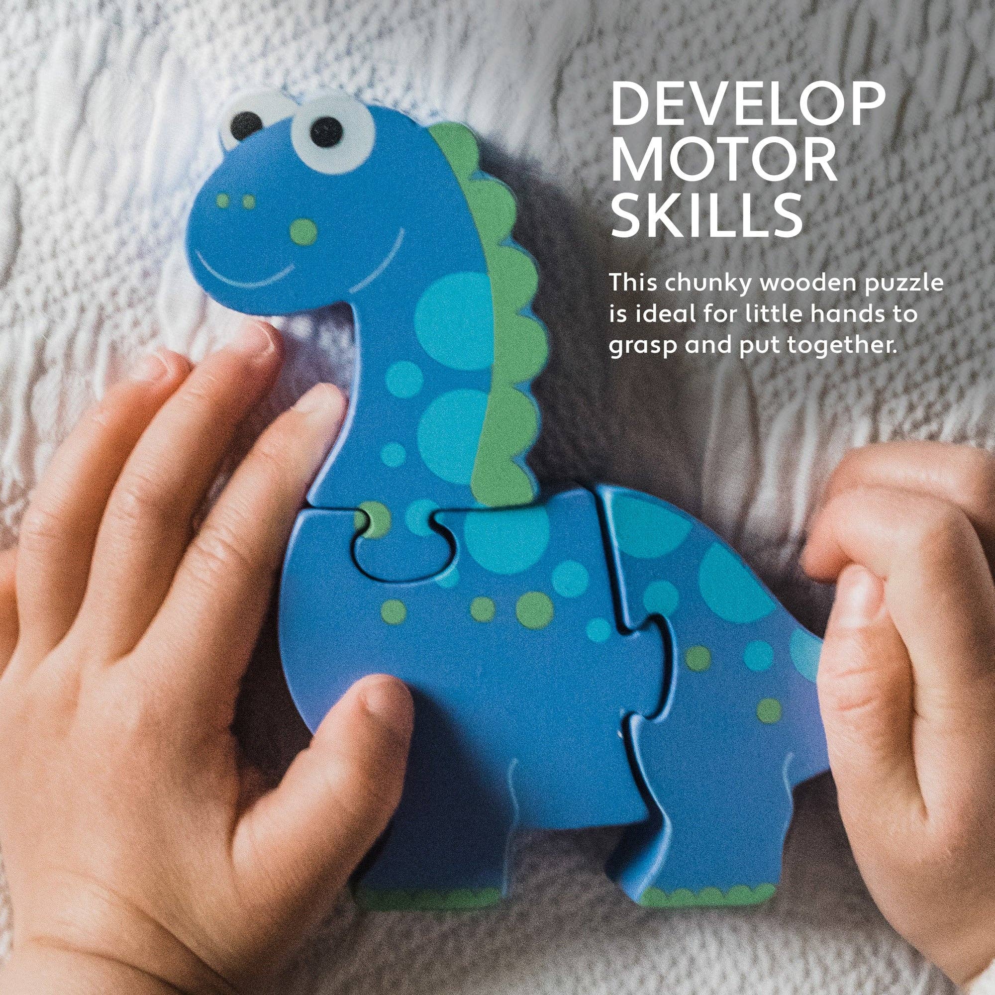 Small Diplodocus Dinosaur Wooden Toy Puzzle - 4 Pieces - Imagination Wooden Toys