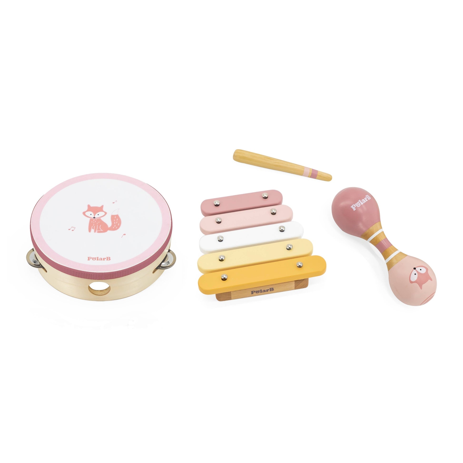 PolarB Wooden Music Musical Instruments Play Set - Fox Design - Imagination Wooden Toys