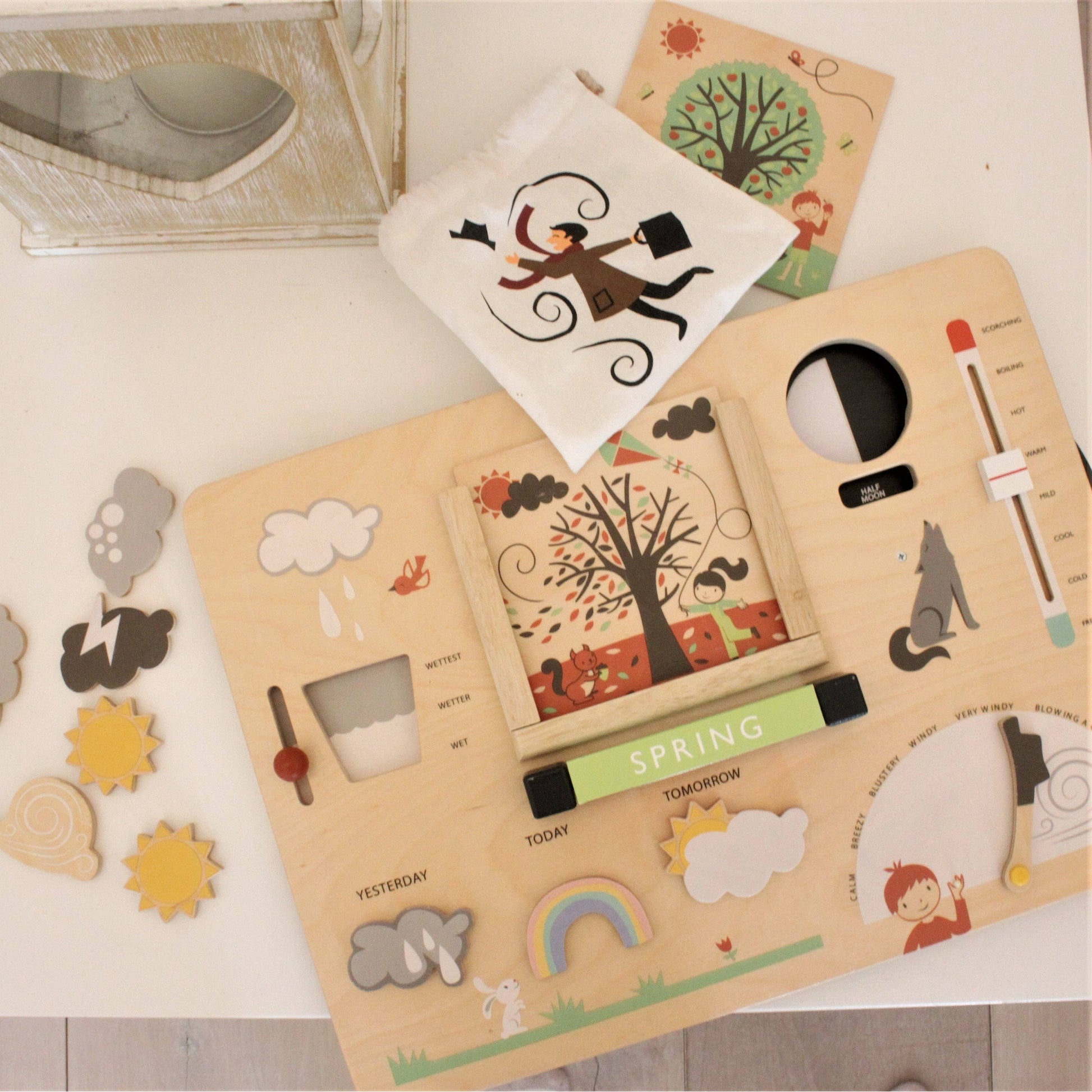 Weather Forecast Watch Activity Station Board - Educational Wooden Toy - Imagination Wooden Toys