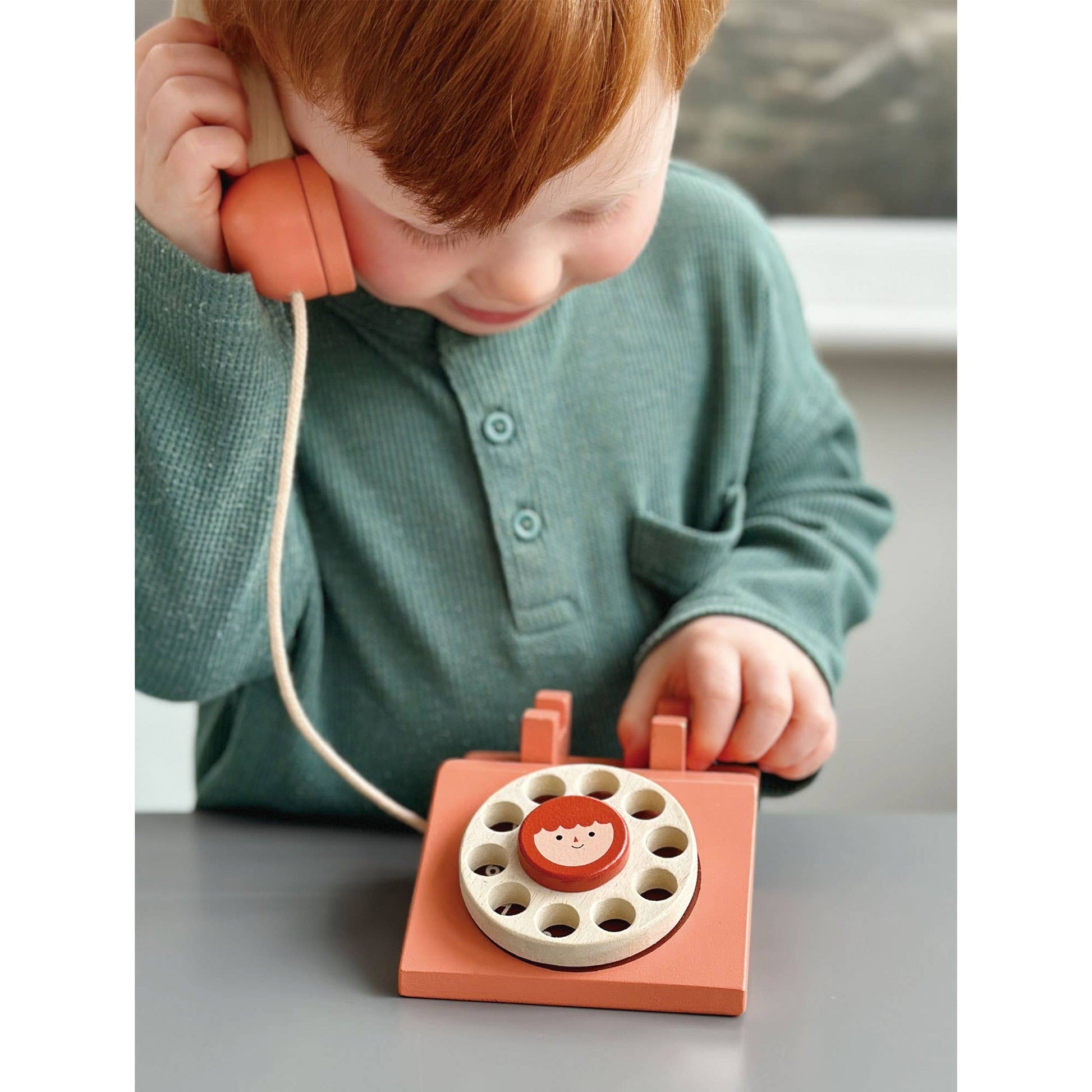 Small Traditional Dial Telephone Wooden Toy - Imagination Wooden Toys