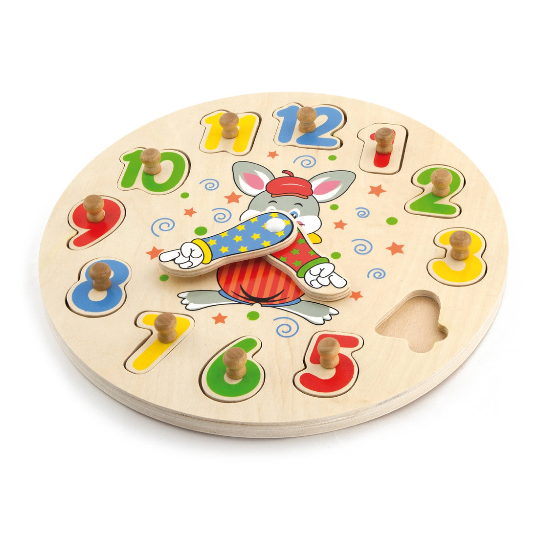 Wooden Time Telling Number Learning Clock Peg Puzzle - Imagination Wooden Toys