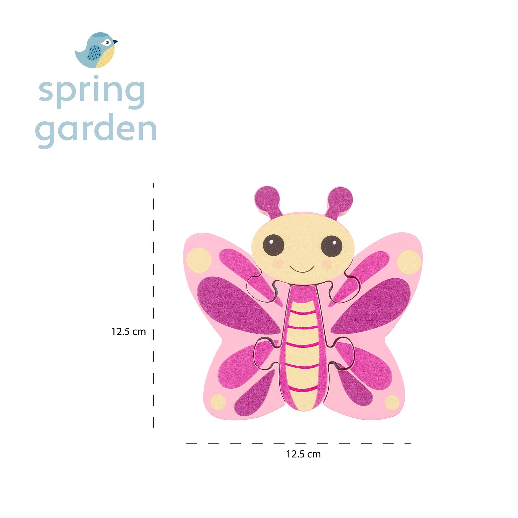 Small Wooden Butterfly Puzzle Toy - 4 Chunky Pieces - Imagination Wooden Toys