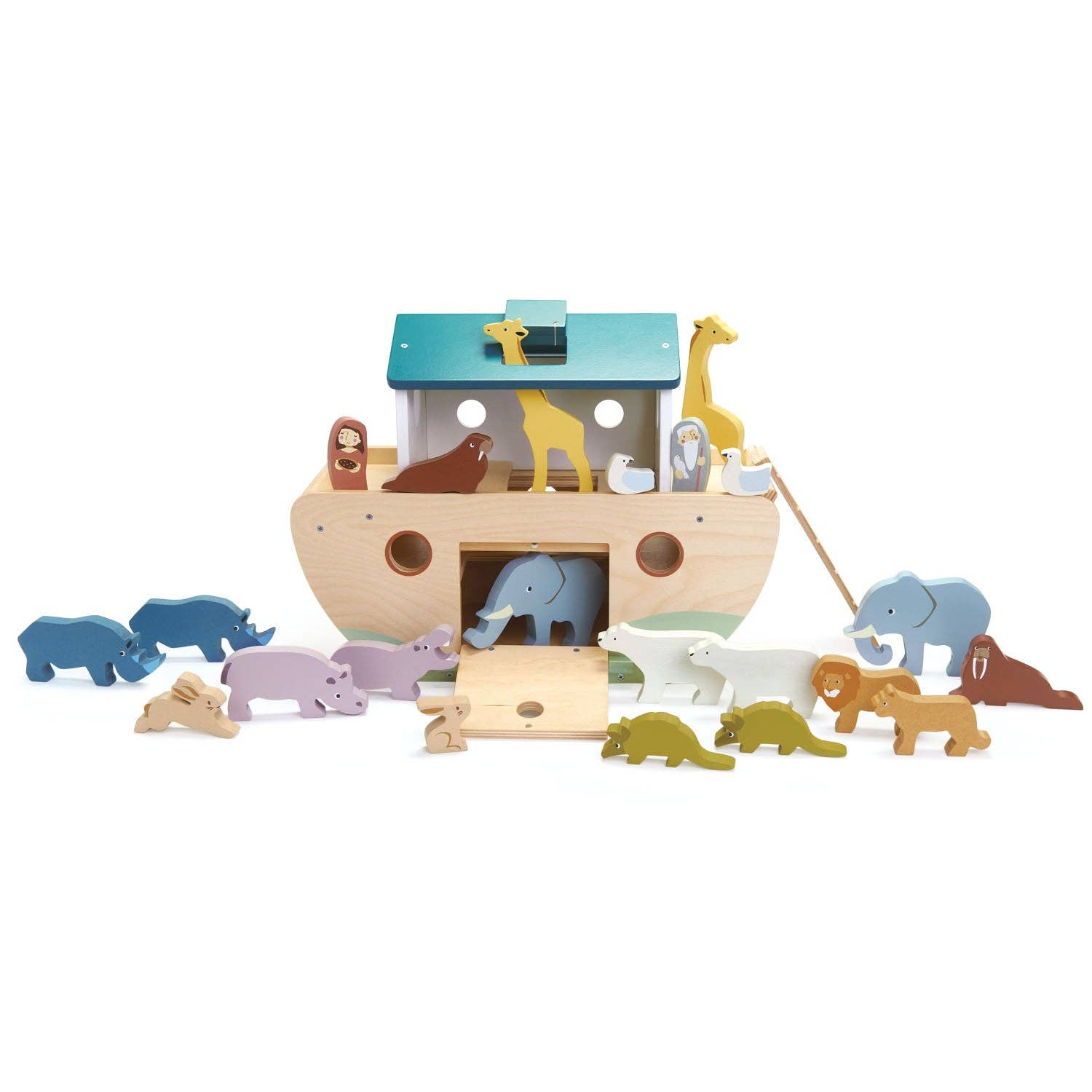 Large Noah's Wooden Ark & Animals Play Set - Imagination Wooden Toys