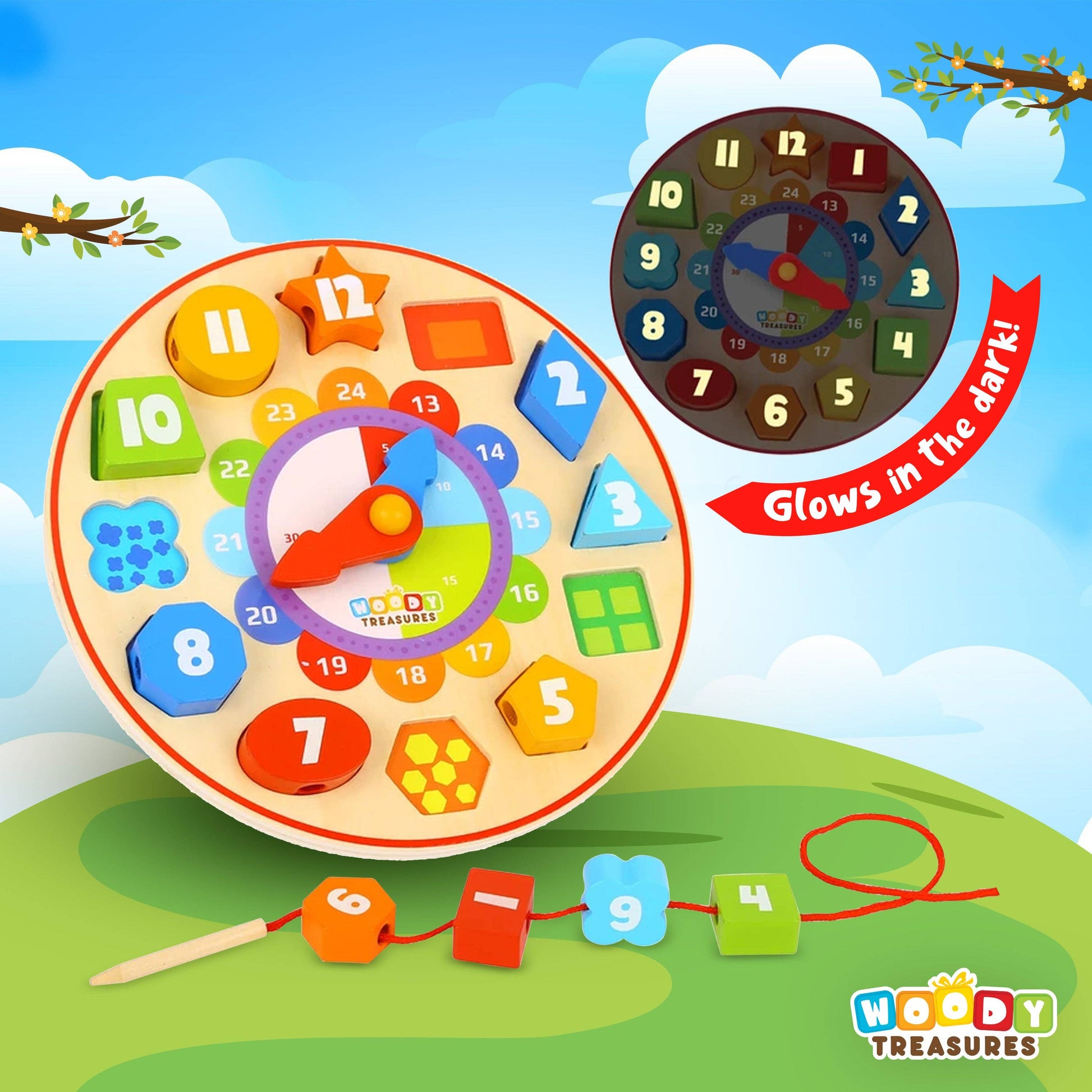 Small Counting Sorting Toy Wooden Teaching Clock for Children - Imagination Wooden Toys