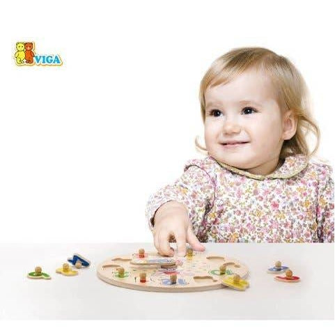 Wooden Time Telling Number Learning Clock Peg Puzzle - Imagination Wooden Toys