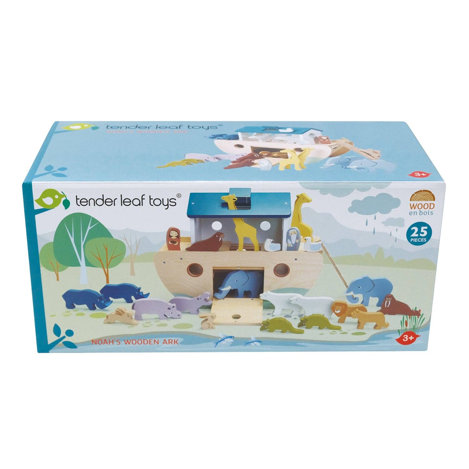 Large Noah's Wooden Ark & Animals Play Set - Imagination Wooden Toys