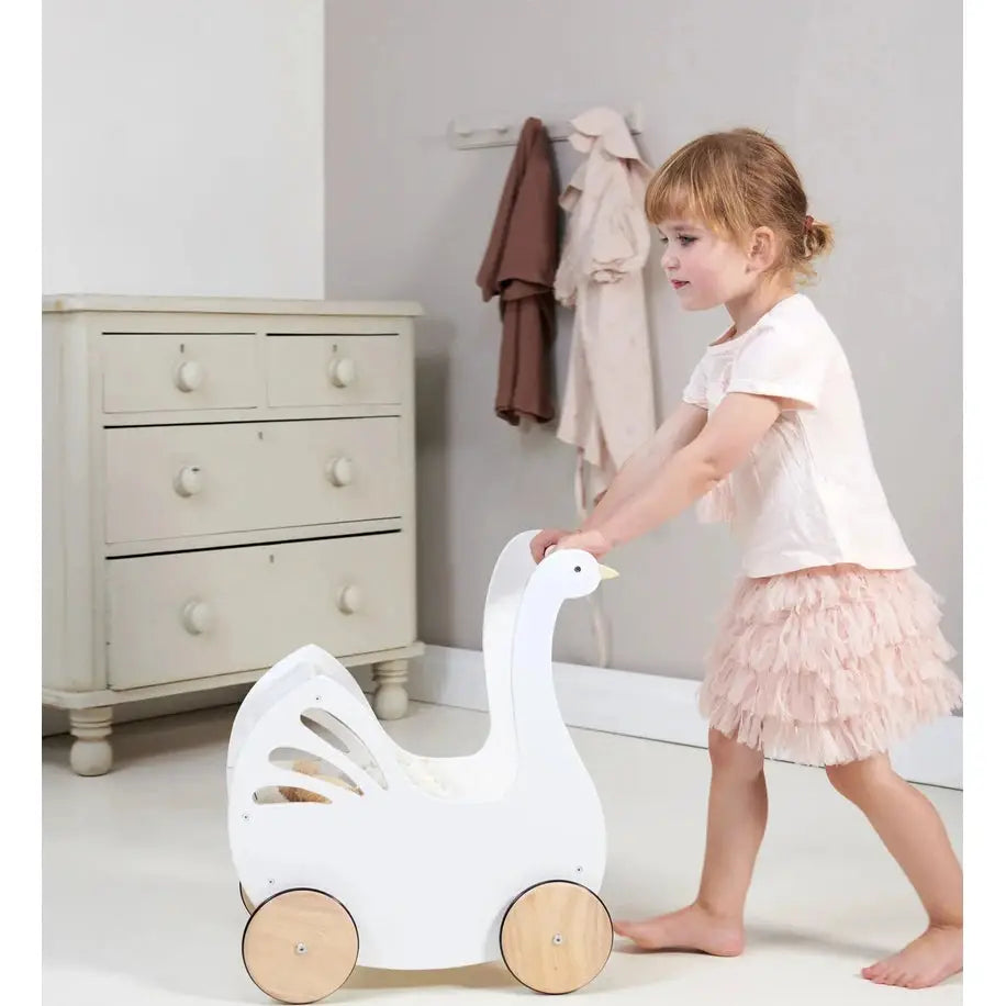 Lilli Dolly Care Bundle - Rag Doll, Wooden Crib & Wooden Pram - Imagination Wooden Toys