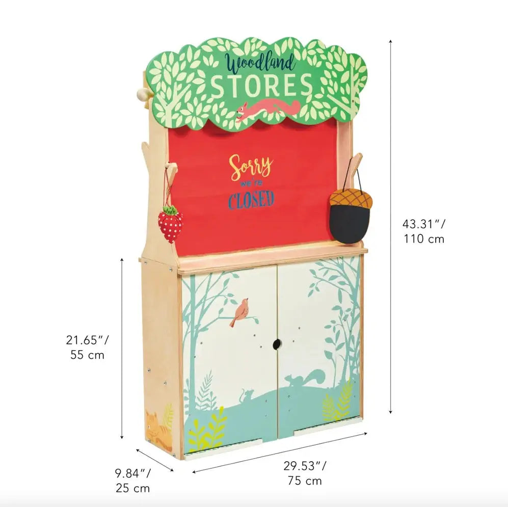 Woodland Stores and Theatre Stall - Wooden Role Play Toy - Imagination Wooden Toys