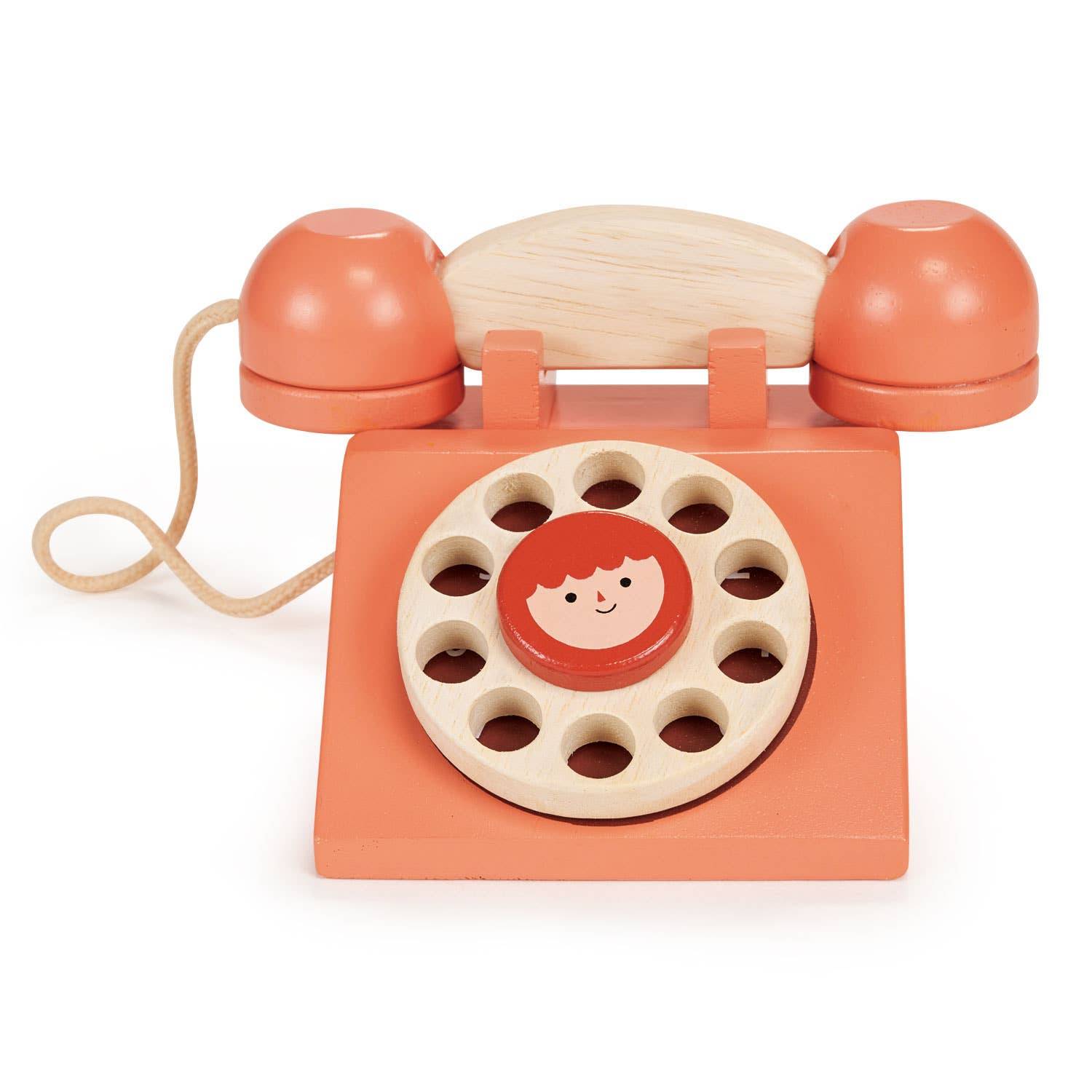 Small Traditional Dial Telephone Wooden Toy - Imagination Wooden Toys