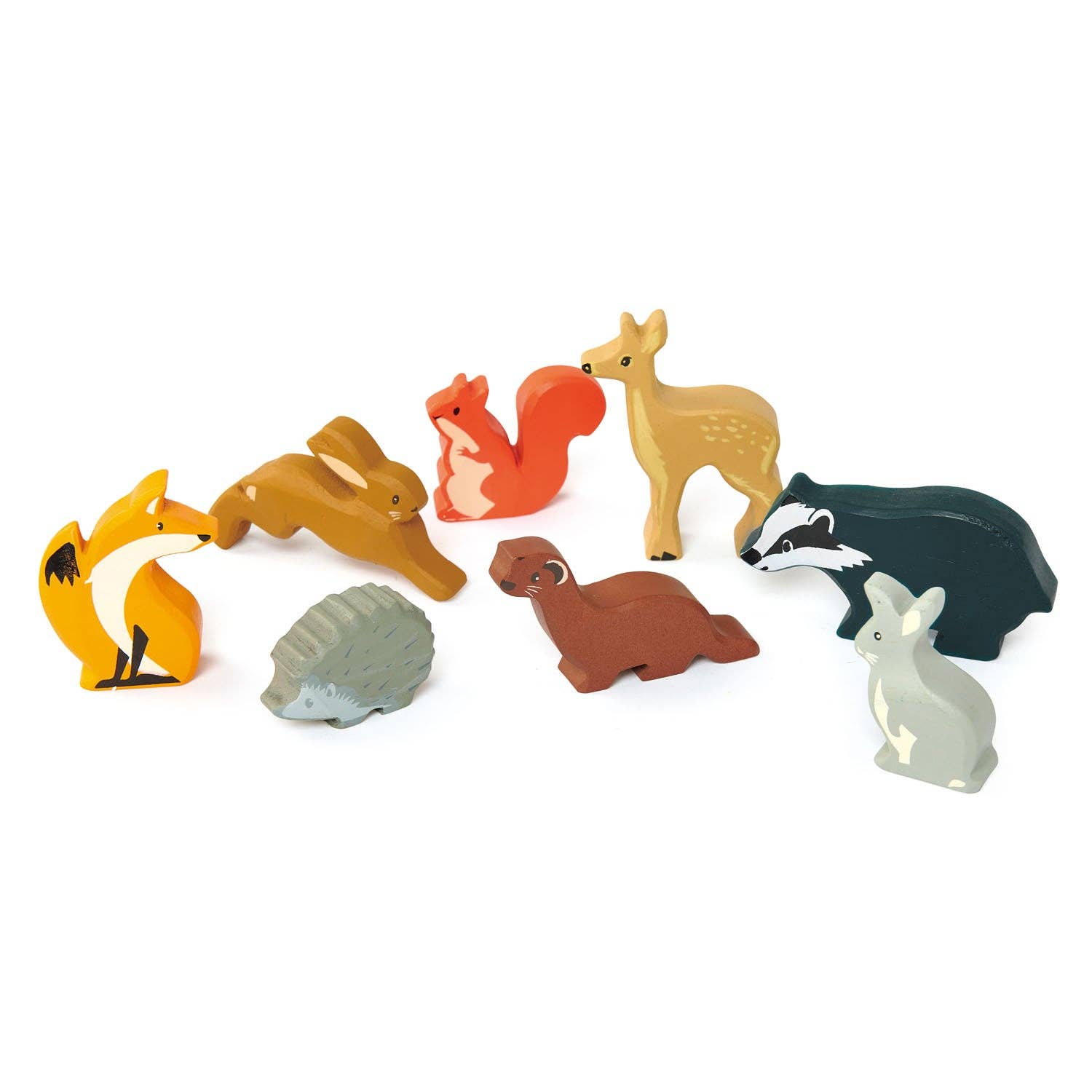 Wooden Woodland Animals Play Set & Shelf - 8 Forest Animals - Imagination Wooden Toys