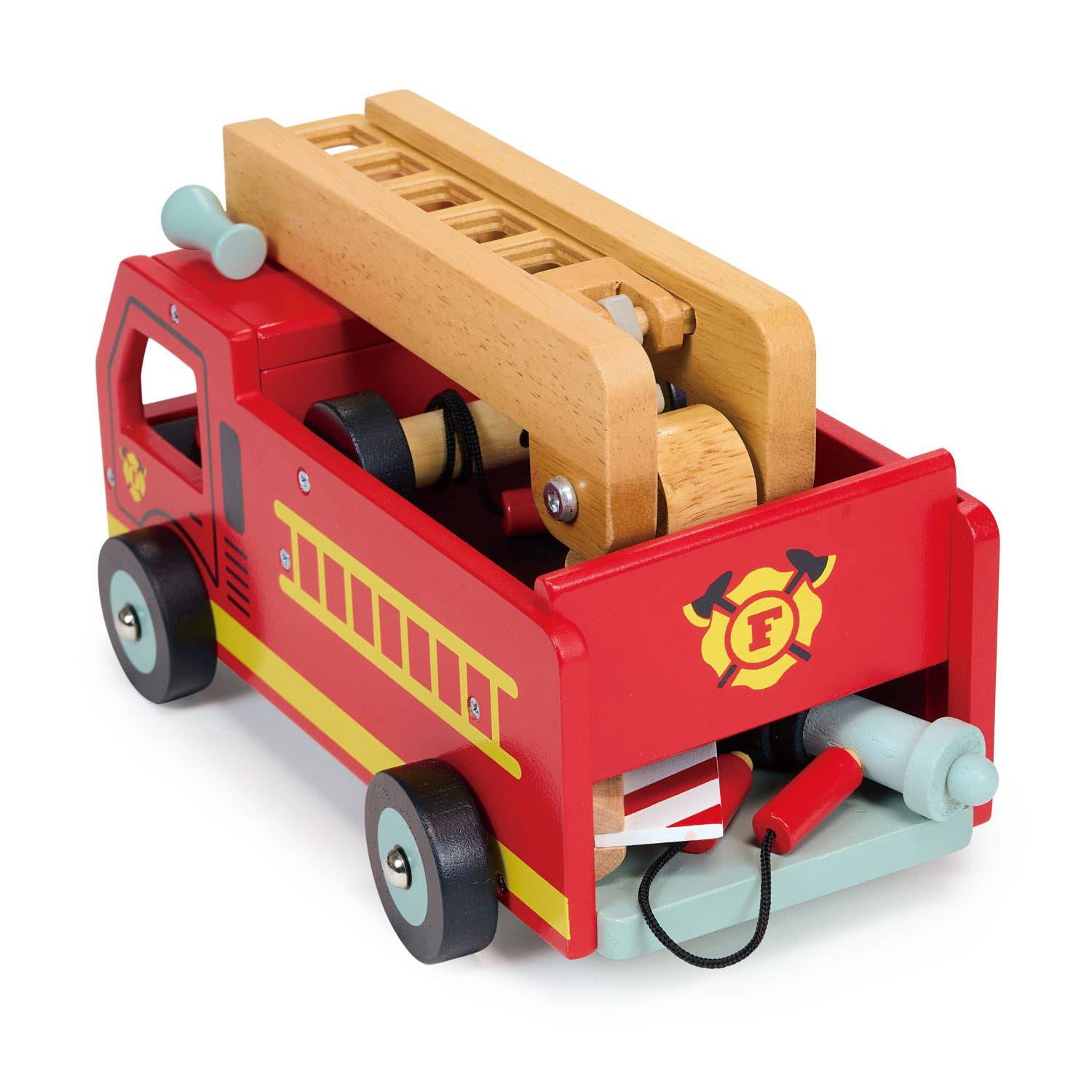 Wooden Emergency Red Fire Engine Toy - Mentari - Imagination Wooden Toys