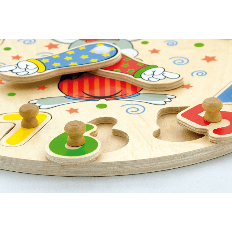 Wooden Time Telling Number Learning Clock Peg Puzzle - Imagination Wooden Toys