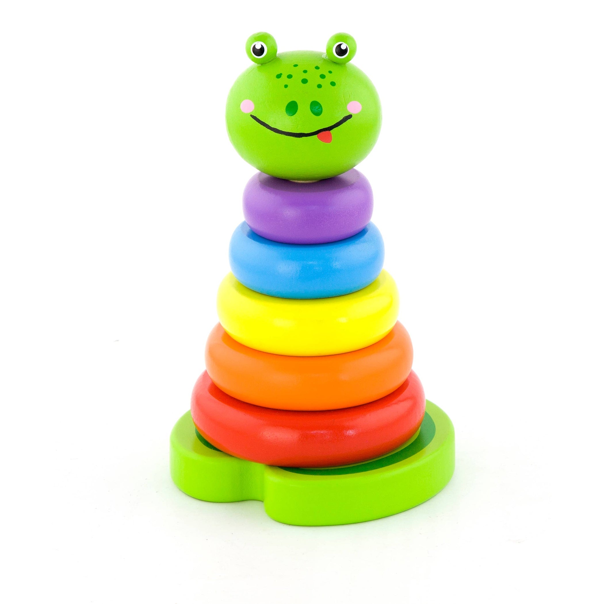 Colourful Wooden Toy Ring Tower Frog Stacker – Imagination Toys