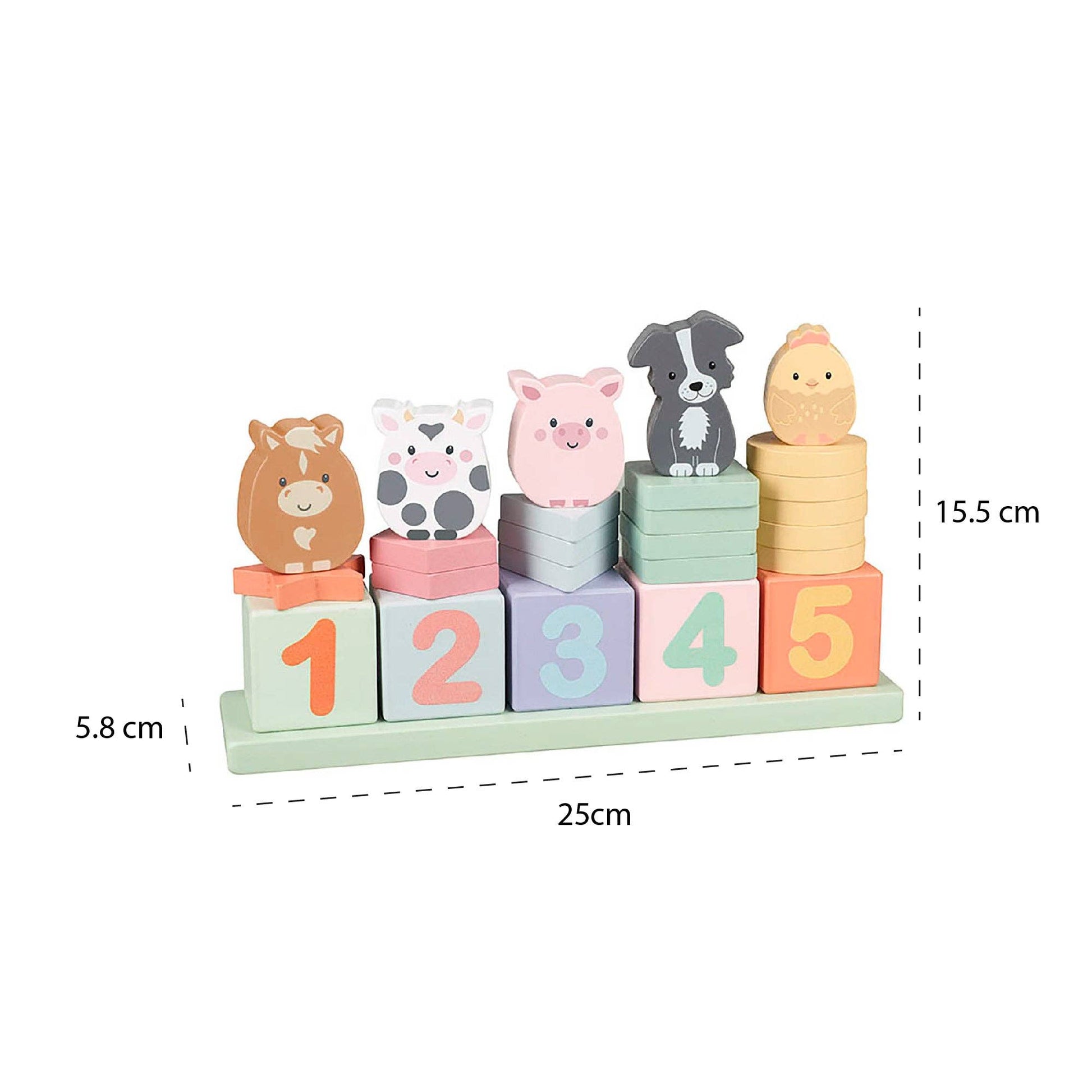 Colourful Wooden Farmyard Animal Counting Game - 26 Pieces - Imagination Wooden Toys