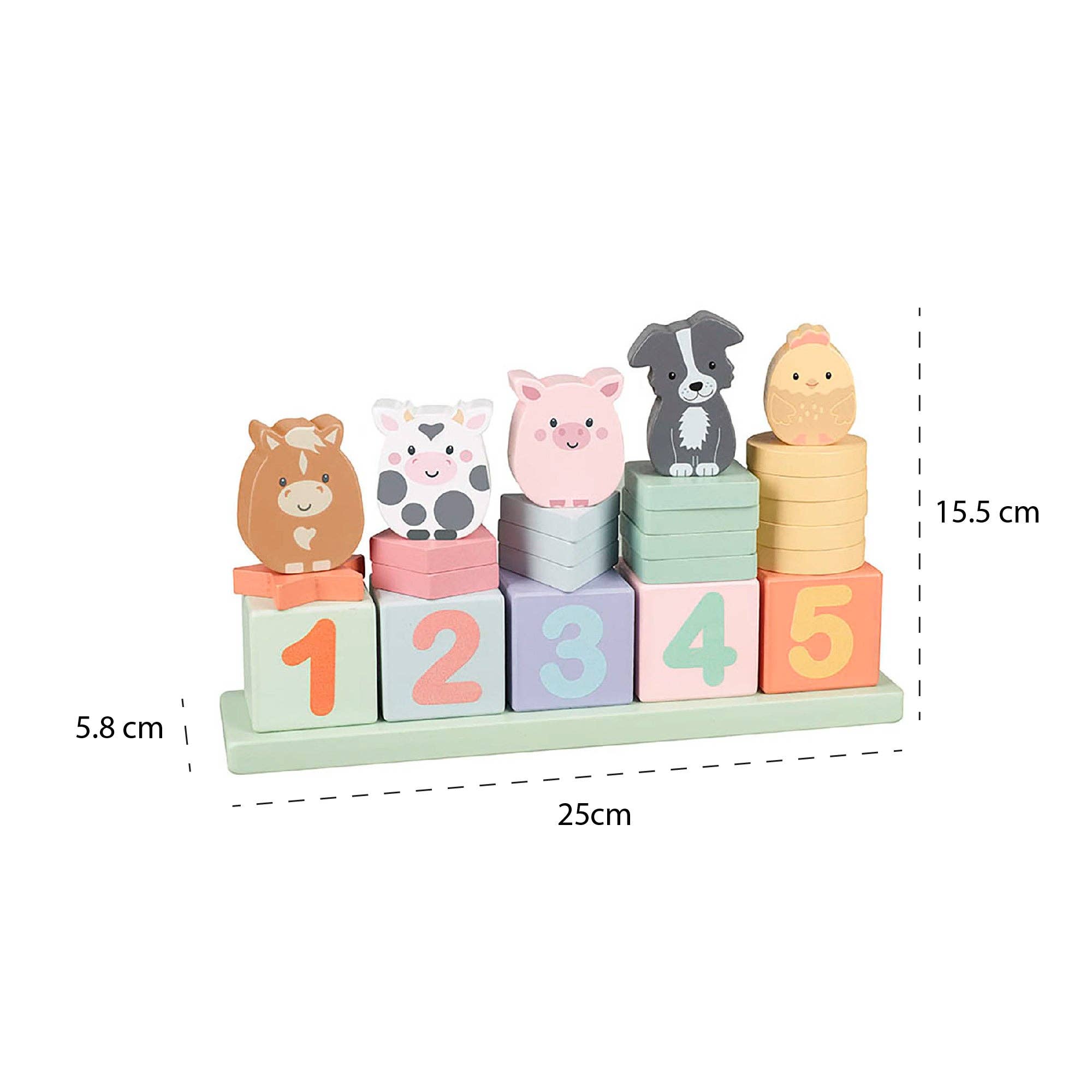 Colourful Wooden Farmyard Animal Counting Game - 26 Pieces - Imagination Wooden Toys