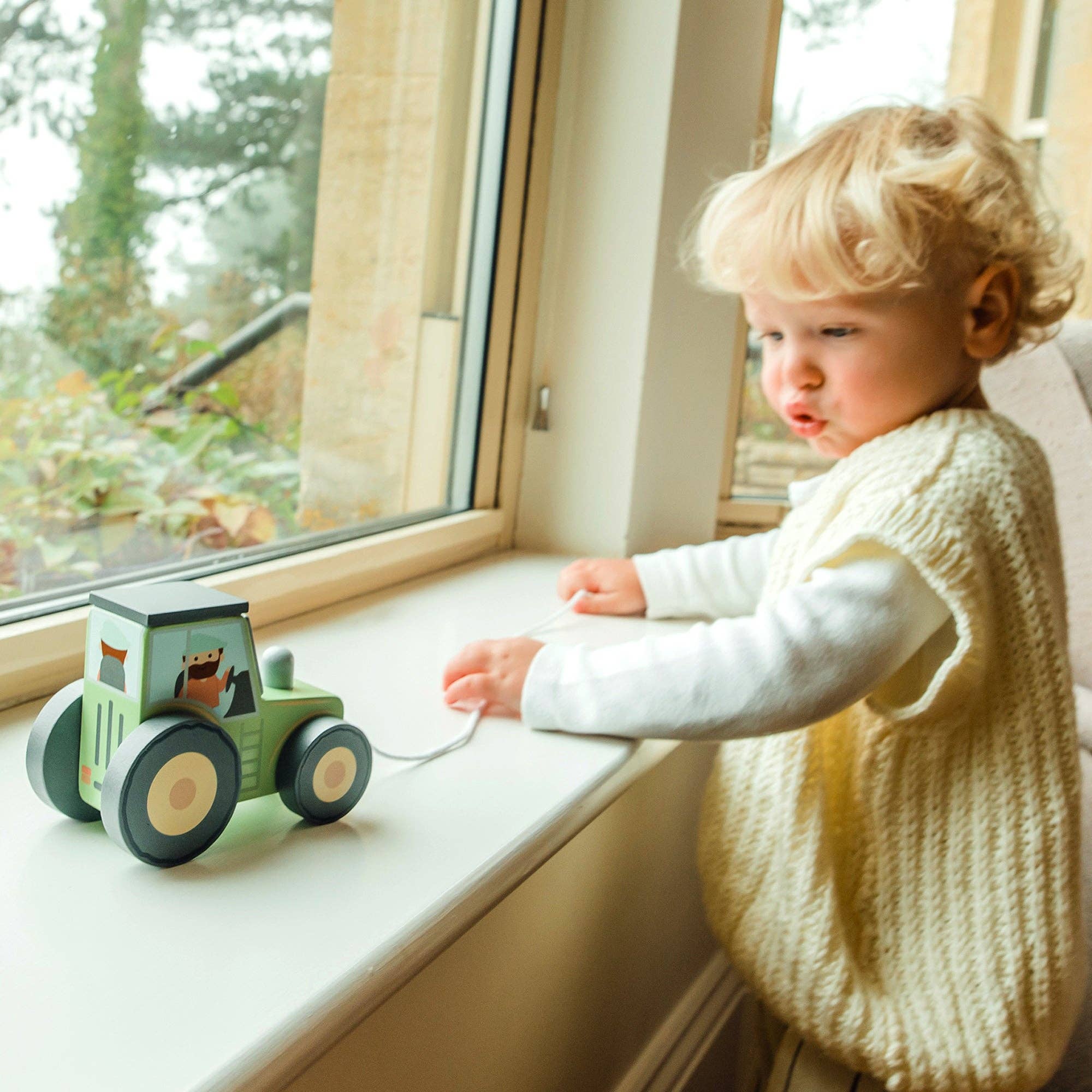 Pull Along Wooden Farm Tractor Toy - Imagination Wooden Toys