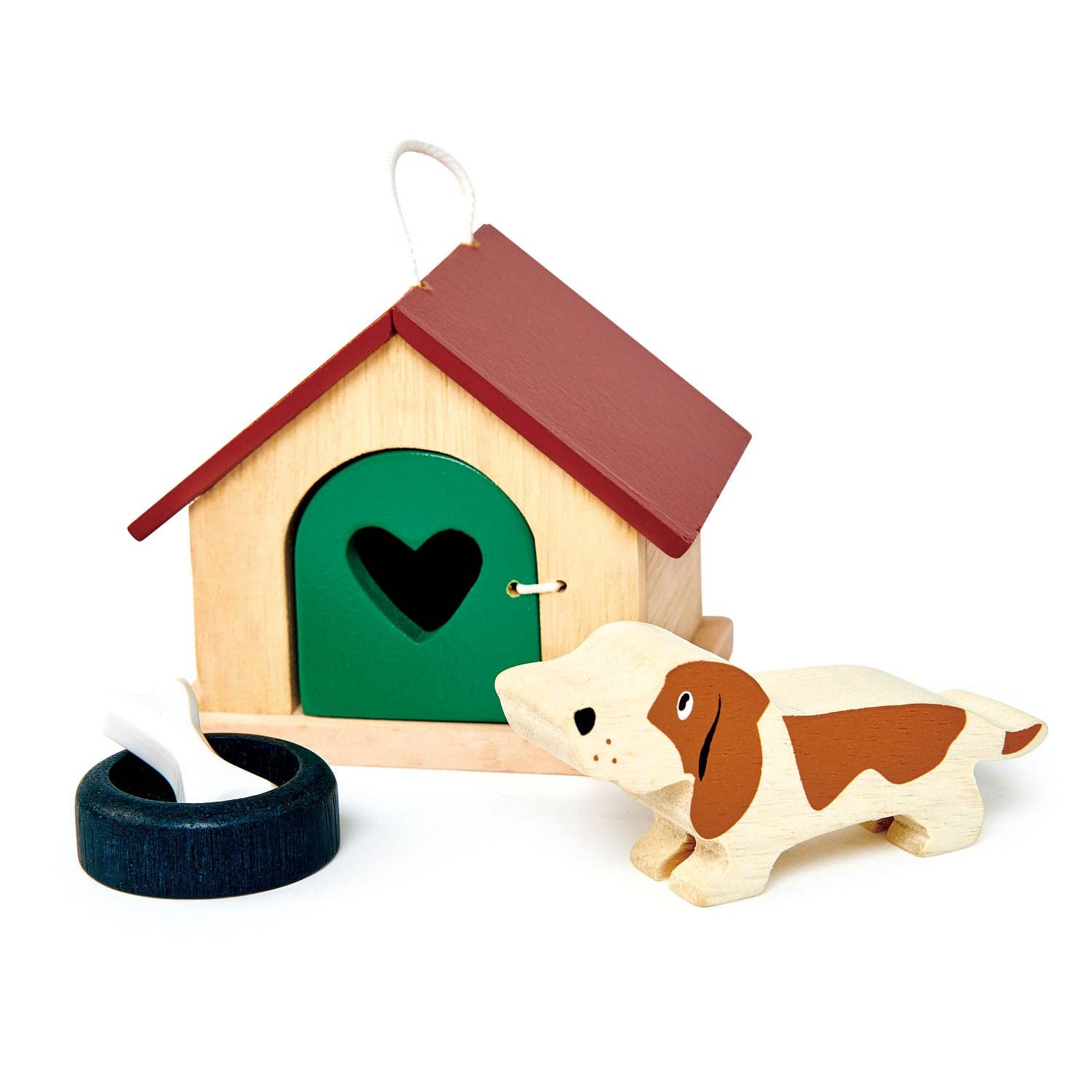 Wooden Pet Dog & Kennel Play Set - Dolls House Accessory - Imagination Wooden Toys