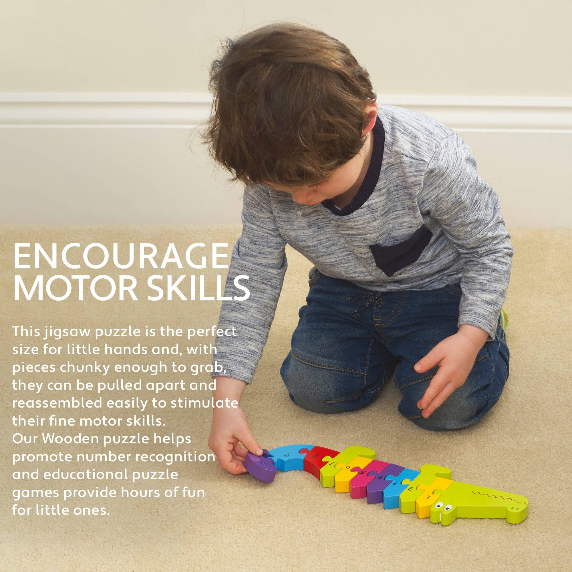 Colourful Crocodile Number Puzzle Counting Wooden Toy - Imagination Wooden Toys