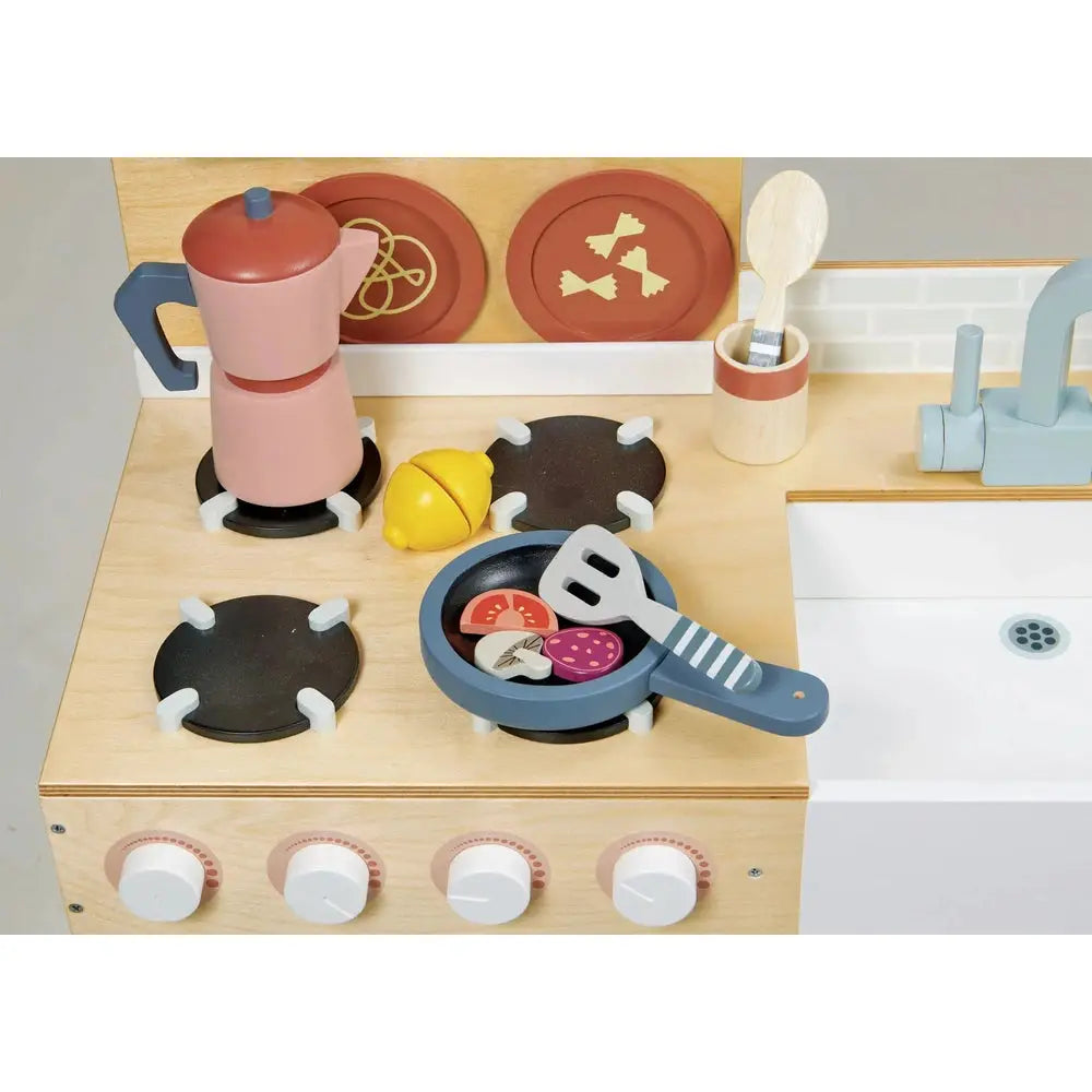 La Fiamma Grand Kitchen - Wooden Role Play Kitchen Toy Set - Imagination Wooden Toys